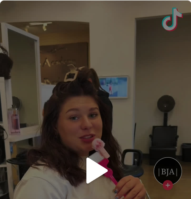TikTok video: cosmetology student hair styling demo